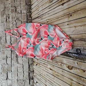 Girls Pink Flamingo one piece Bathing suit